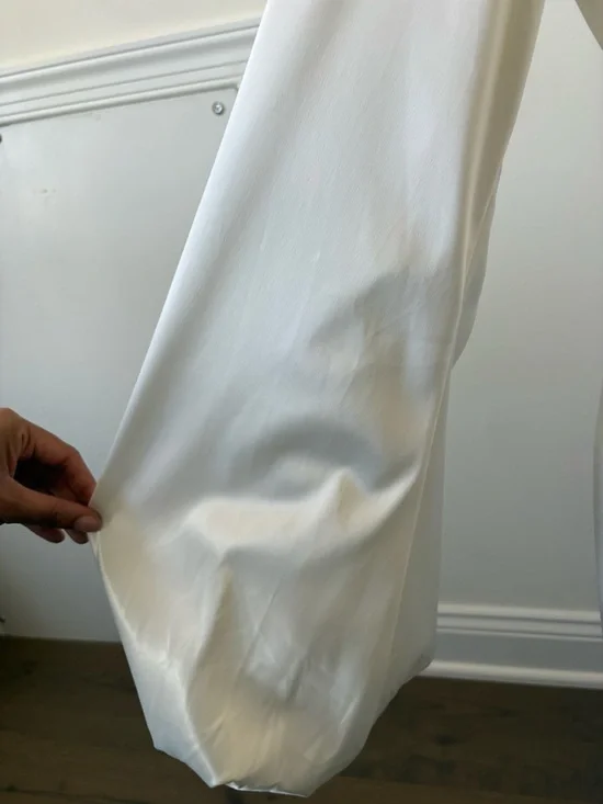 AKIRA Satin White Long Sleeve Mini Shirt Dress - Picture 8 of 9